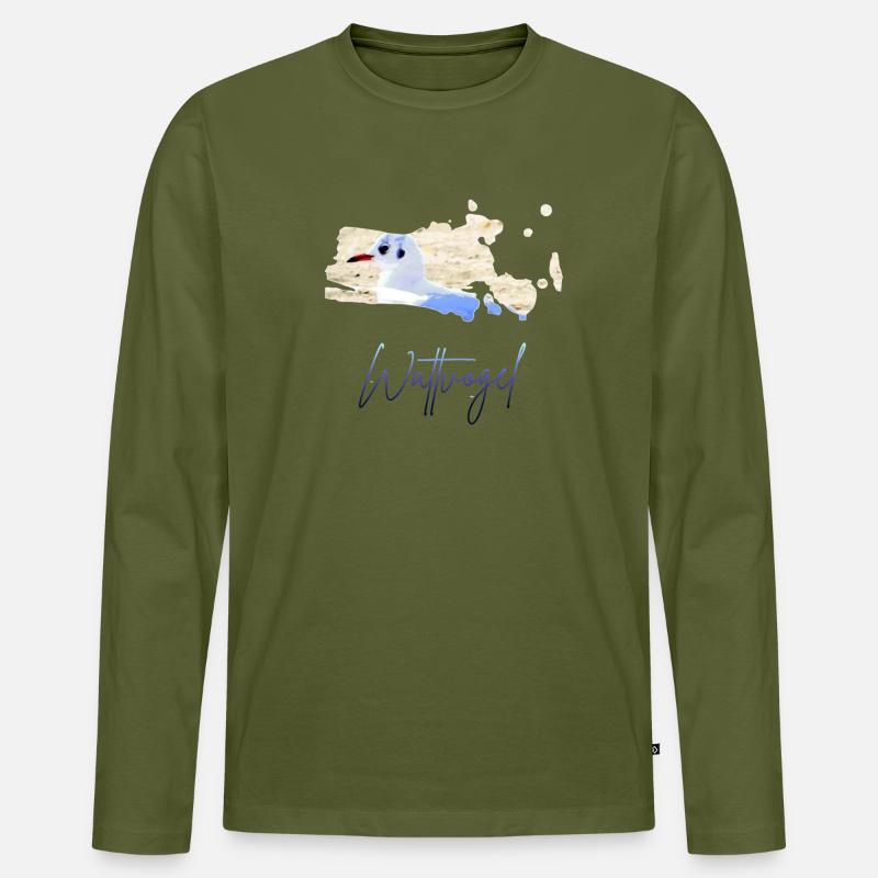 Wattvogel_2 - Männer Premium Bio Langarmshirt - Khaki