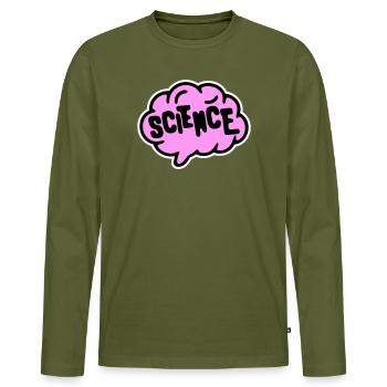 Déclaration scientifique : Déclaration sur l’éducation des nerds - T-shirt manches longues Premium bio Homme - kaki - Devant - Nico (187cm)