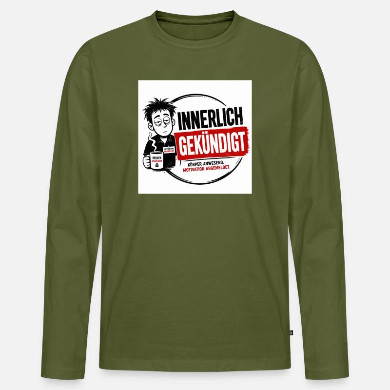 Innerlich habe gekündigt - Männer Premium Bio Langarmshirt - Khaki