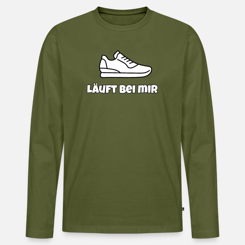 Läuft bei mir  - Männer Premium Bio Langarmshirt - Khaki