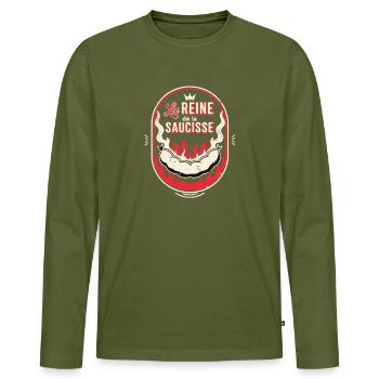 Reine de la Saucisse - T-shirt manches longues Premium bio Homme - kaki - Devant - Nico (187cm)