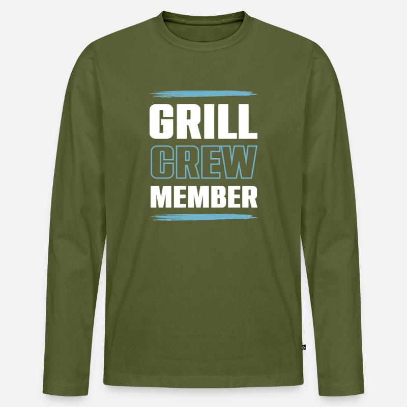 Grill Crew - Männer Premium Bio Langarmshirt - Khaki