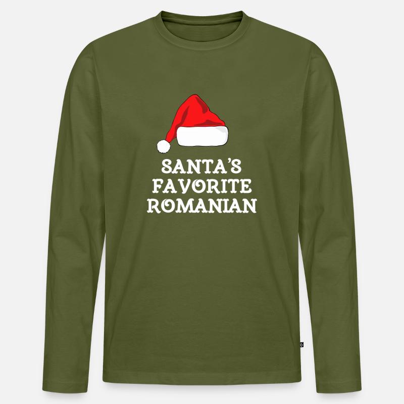 Santa's Lieblingsrumäne - Männer Premium Bio Langarmshirt - Khaki