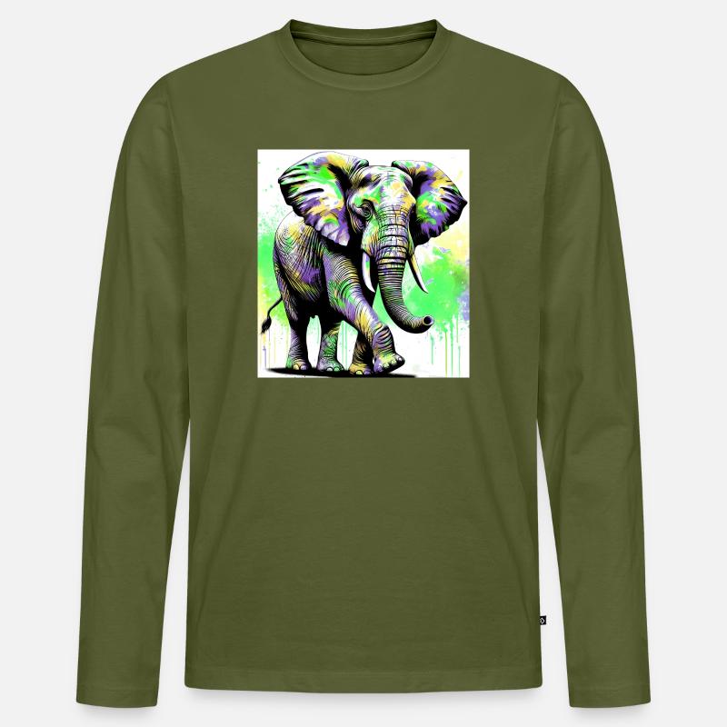 Elefant - Männer Premium Bio Langarmshirt - Khaki
