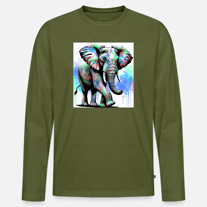 Elefant - Männer Premium Bio Langarmshirt - Khaki