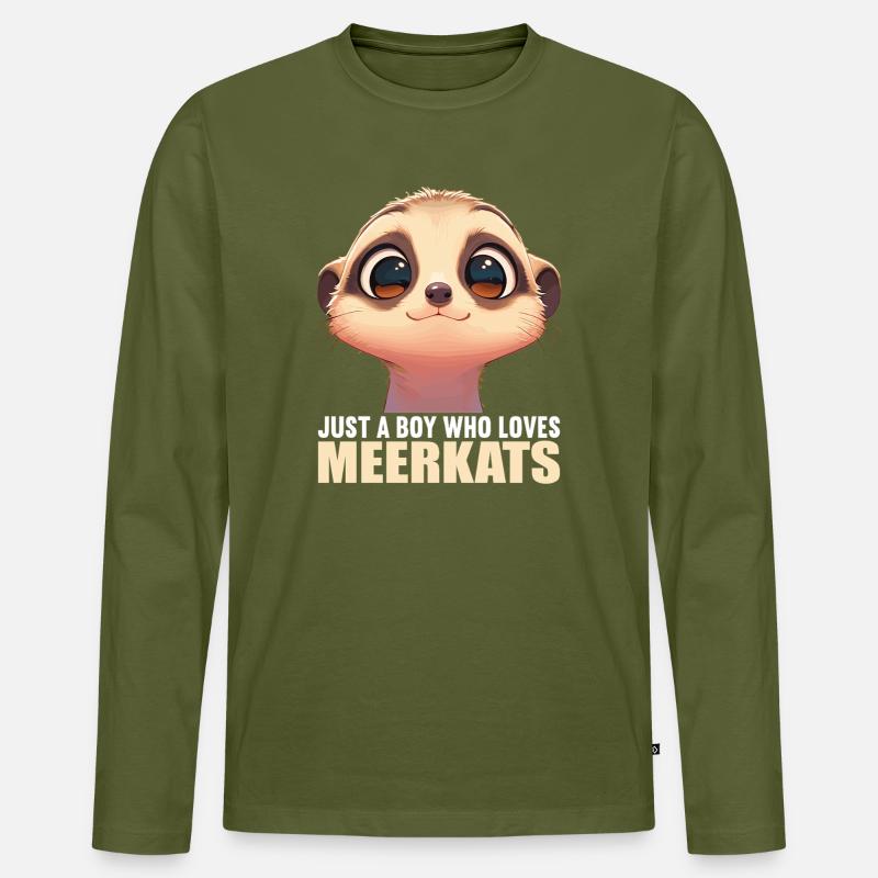 Meerkat Erdmännchen - Männer Premium Bio Langarmshirt - Khaki