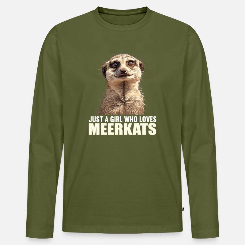 Meerkat Erdmännchen - Männer Premium Bio Langarmshirt - Khaki