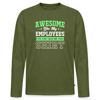 Employee of the Week Employee of the Month - Men's Premium Organic Long Sleeve Shirt - khaki - Front - Nico (187cm)