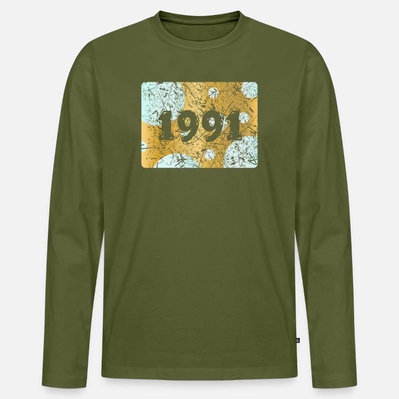 1991 - Männer Premium Bio Langarmshirt - Khaki