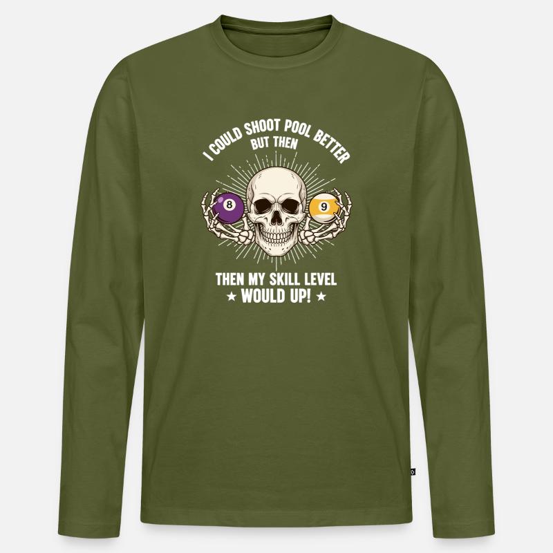 Billiard-Schädel-Billard-Billard-Tisch - Männer Premium Bio Langarmshirt - Khaki