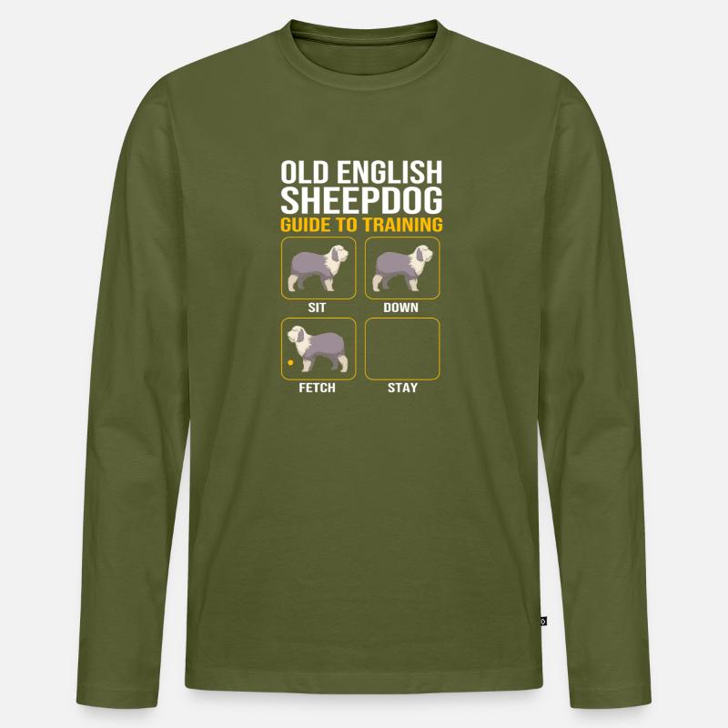 Englischer Schäferhund - Männer Premium Bio Langarmshirt - Khaki