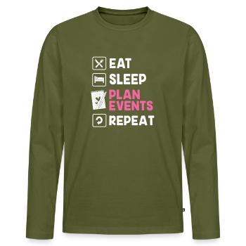 Event Planer - Männer Premium Bio Langarmshirt - Khaki - Vorne - Nico (187cm)