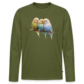 Budgies - Men's Premium Organic Long Sleeve Shirt - khaki - Front - Nico (187cm)