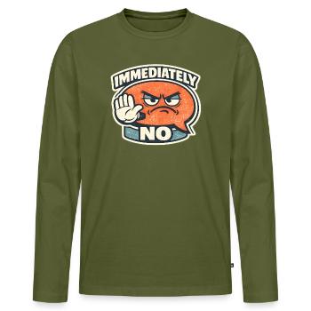 Instant No Meme Style - T-shirt manches longues Premium bio Homme - kaki - Devant - Nico (187cm)