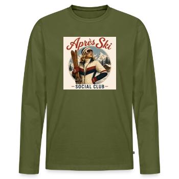 Après Ski Club - Men's Premium Organic Long Sleeve Shirt - khaki - Front - Nico (187cm)