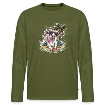 Vacade Summer Comic - T-shirt manches longues Premium bio Homme - kaki - Devant - Nico (187cm)