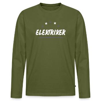 Profession d’électricien - T-shirt manches longues Premium bio Homme - kaki - Devant - Nico (187cm)