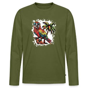 Comic d’été Parrot - T-shirt manches longues Premium bio Homme - kaki - Devant - Nico (187cm)