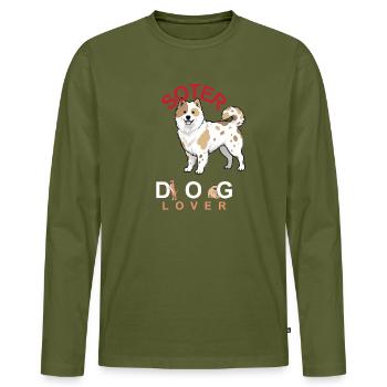 Dessin animé du chien Soter - T-shirt manches longues Premium bio Homme - kaki - Devant - Nico (187cm)