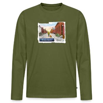 Zechensiedlung im Ruhrpott - Männer Premium Bio Langarmshirt - Khaki - Vorne - Nico (187cm)