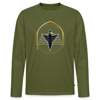 Abstract black tip in gold frame - Men's Premium Organic Long Sleeve Shirt - khaki - Front - Nico (187cm)
