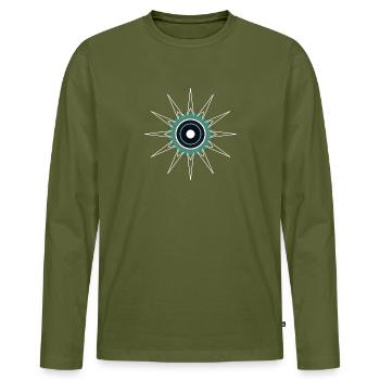 Concentric Stellar Glow - Men's Premium Organic Long Sleeve Shirt - khaki - Front - Nico (187cm)