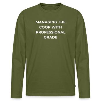 Éleveur Avicole de Qualité Professionnelle - T-shirt manches longues Premium bio Homme - kaki - Devant - Nico (187cm)