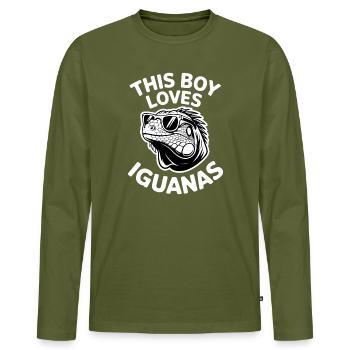 Iguanas Sayings Iguanas Funny Iguanas Gift - Men's Premium Organic Long Sleeve Shirt - khaki - Front - Nico (187cm)