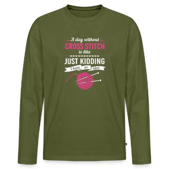 Cross Stitch - Men's Premium Organic Long Sleeve Shirt - khaki - Front - Nico (187cm)