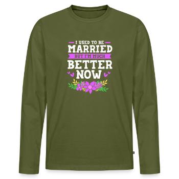 Divorce - T-shirt manches longues Premium bio Homme - kaki - Devant - Nico (187cm)