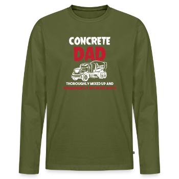 Bétonnière à béton pavée en béton - T-shirt manches longues Premium bio Homme - kaki - Devant - Nico (187cm)
