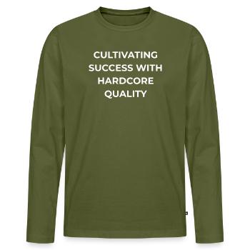 Poultry Breeder Hardcore Quality - Men's Premium Organic Long Sleeve Shirt - khaki - Front - Nico (187cm)