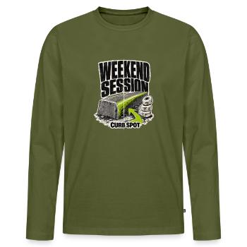 Skater Boy Weekend Session Curb Spot Skateboarding - Men's Premium Organic Long Sleeve Shirt - khaki - Front - Nico (187cm)