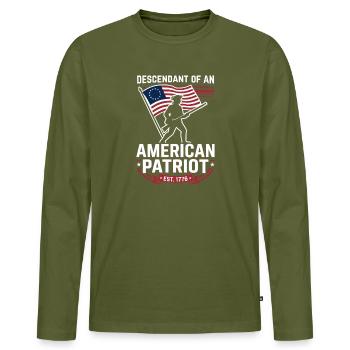 Descendant of a patriot of the American Revol - Men's Premium Organic Long Sleeve Shirt - khaki - Front - Nico (187cm)