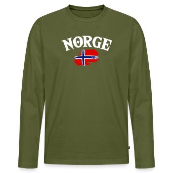Norway Vacation Norge Fjords Travel Scandinavian - Männer Premium Bio Langarmshirt - Khaki - Vorne - Nico (187cm)