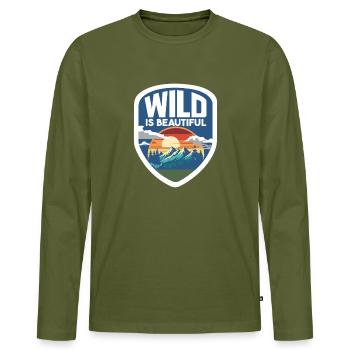 Camper Hiker Pfadfinder Camping Berge Wandern - Männer Premium Bio Langarmshirt - Khaki - Vorne - Nico (187cm)