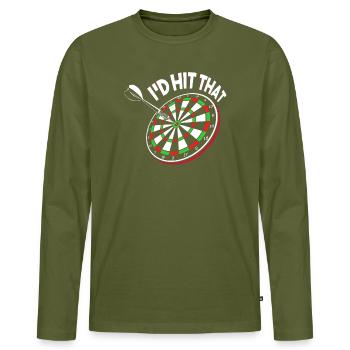 Dart Dartboard Dartpfeil - Men's Premium Organic Long Sleeve Shirt - khaki - Front - Nico (187cm)