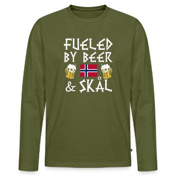 Norway Vacation Norge Fjords Scandinavian Beer Ska - Männer Premium Bio Langarmshirt - Khaki - Vorne - Nico (187cm)