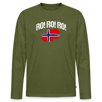 Norvège des fjords Norge Navire scandinave ro-viking - T-shirt manches longues Premium bio Homme - kaki - Devant - Nico (187cm)