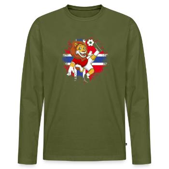 Norway Soccer Norge Fjords Scandinavian - Men's Premium Organic Long Sleeve Shirt - khaki - Front - Nico (187cm)