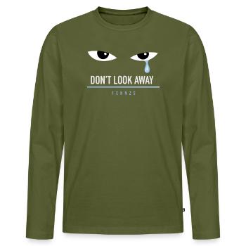 The Blue Tear – FCKNZS - Männer Premium Bio Langarmshirt - Khaki - Vorne - Nico (187cm)