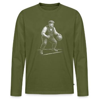 William Howard Taft Basketball - Men's Premium Organic Long Sleeve Shirt - khaki - Front - Nico (187cm)