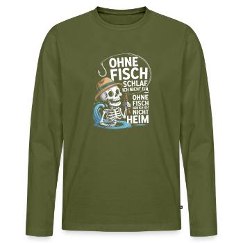  Ohne Fisch Schlaf Ich Nicht Ein Ohne Fisch Geh - Männer Premium Bio Langarmshirt - Khaki - Vorne - Nico (187cm)
