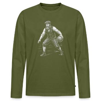 Rutherford B Hayes Basket-ball - T-shirt manches longues Premium bio Homme - kaki - Devant - Nico (187cm)