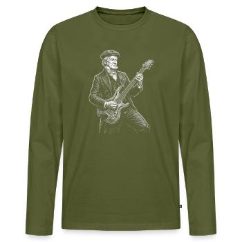 James Buchanan Guitare - T-shirt manches longues Premium bio Homme - kaki - Devant - Nico (187cm)