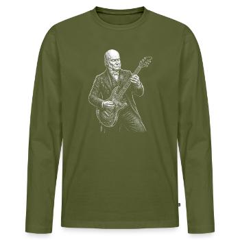 John Quincy Adams Guitar - Men's Premium Organic Long Sleeve Shirt - khaki - Front - Nico (187cm)