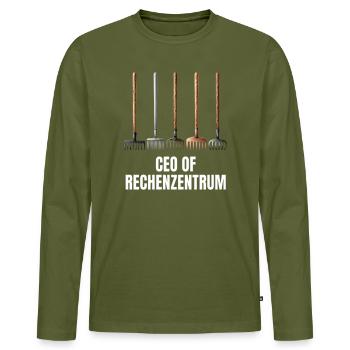 CEO of Rechenzentrum Gärtner Garten Gartenarbeit - Männer Premium Bio Langarmshirt - Khaki - Vorne - Nico (187cm)