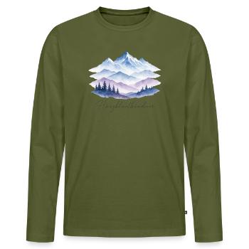 Bündner Härzbluetbündner - Männer Premium Bio Langarmshirt - Khaki - Vorne - Nico (187cm)