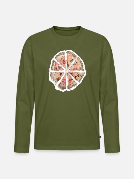 Wassergemalte Pizza Segmente - Männer Premium Bio Langarmshirt - Khaki