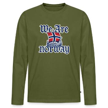 Drapeau du bateau viking norvégien - T-shirt manches longues Premium bio Homme - kaki - Devant - Nico (187cm)